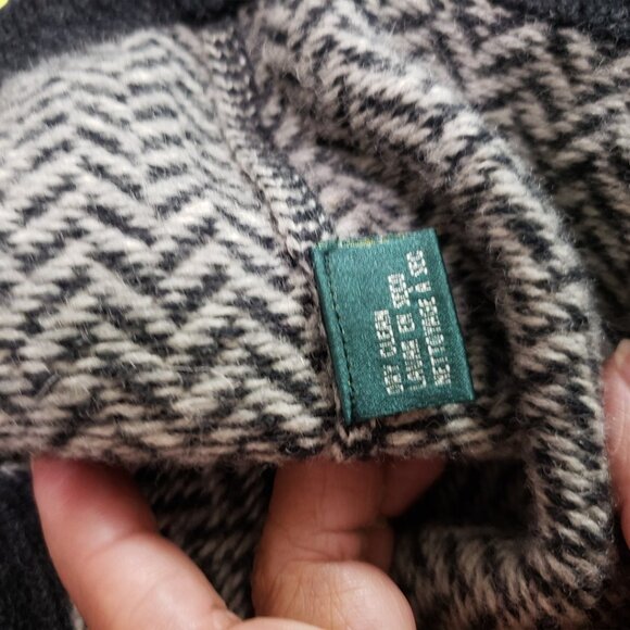 Lauren Ralph Lauren Womens Herringbone Blazer Jacket Lambswool Black/White Large - Picture 11 of 12